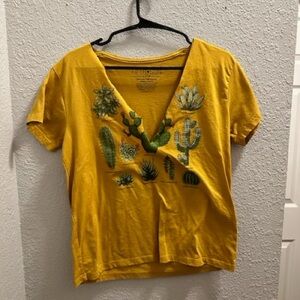 Fifth Sun Mustard Cactus Print Tee